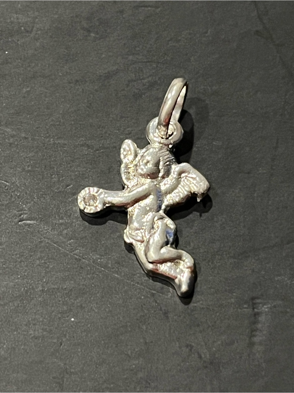 Sterling Silver 925 Cherub Pendant Necklace Charm - Silver Angel Accent